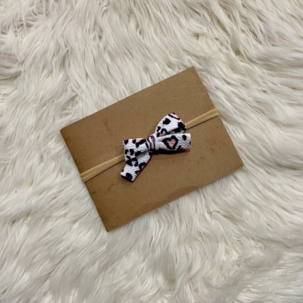 Cheetah Hearts Simple Bow on Nylon or Clip In